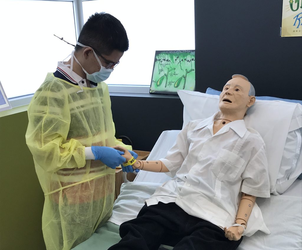 male student with patient