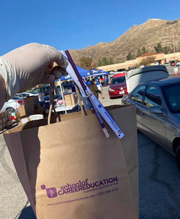 Giveaway bags at SCE drive-thru event